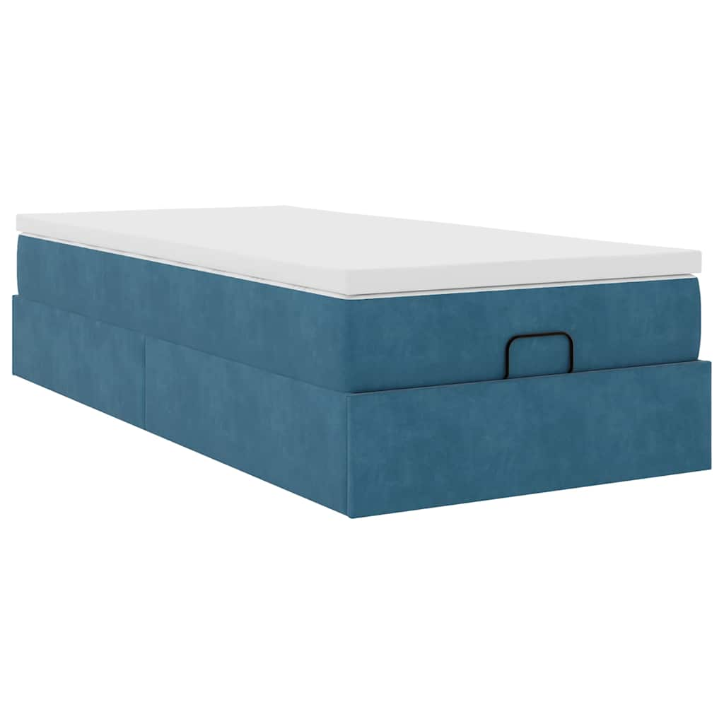 vidaXL Estructura cama otomana colchón terciopelo azul oscuro