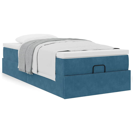 vidaXL Estructura cama otomana colchón terciopelo azul oscuro