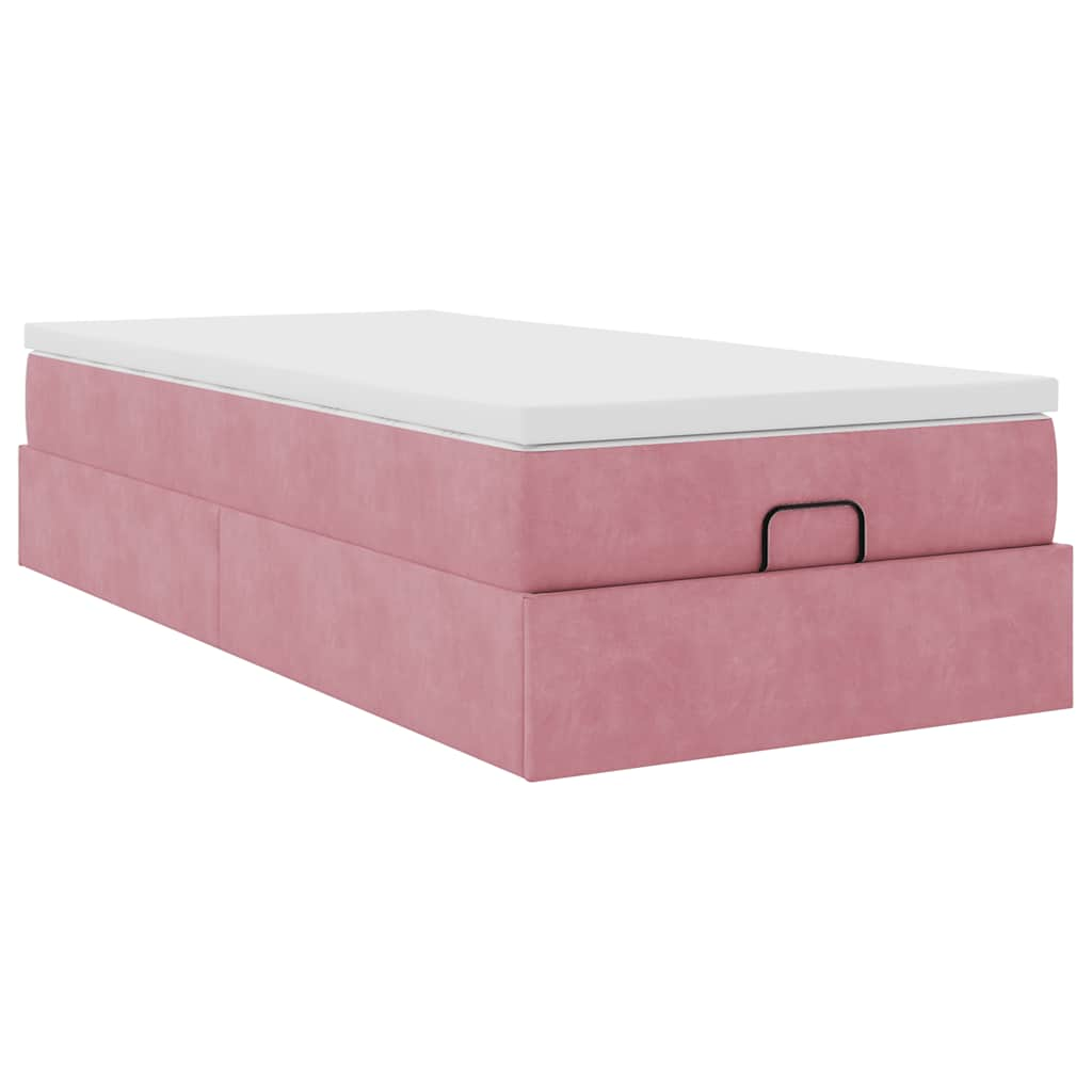 vidaXL Estructura cama otomana colchón terciopelo rosa 80x200cm