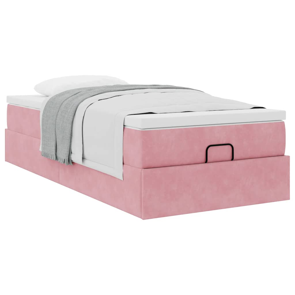 vidaXL Estructura cama otomana colchón terciopelo rosa 80x200cm