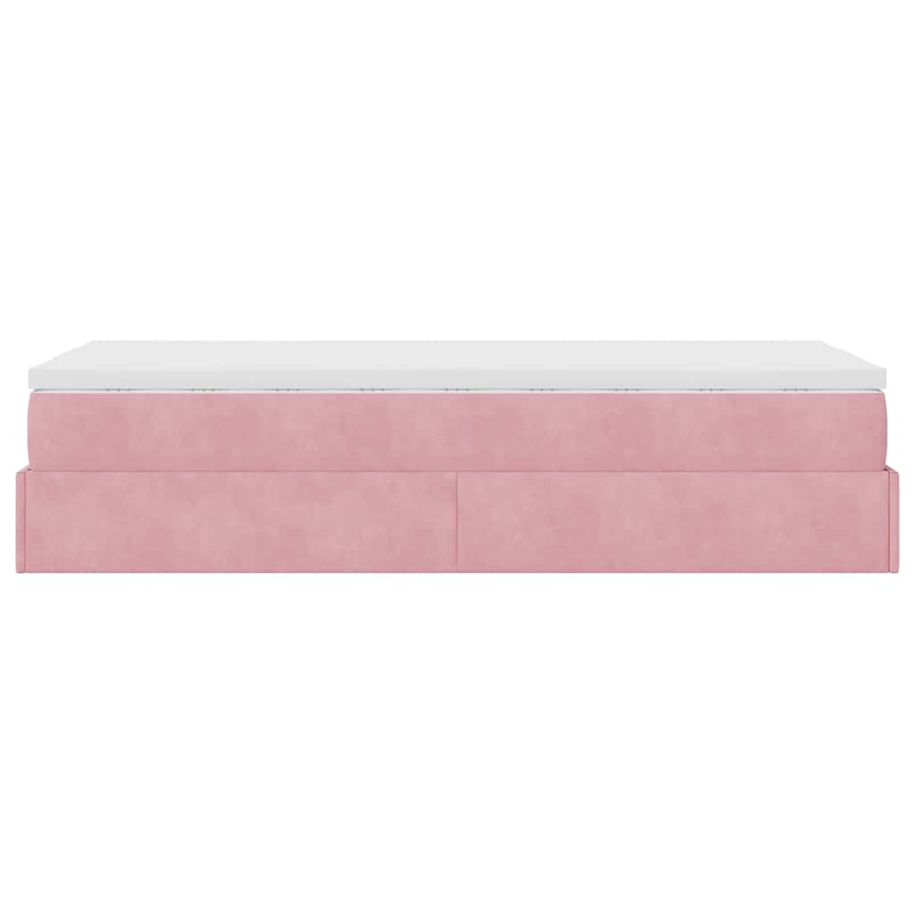 vidaXL Estructura cama otomana colchón terciopelo rosa 80x200cm