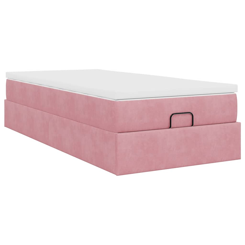 vidaXL Estructura cama otomana colchón terciopelo rosa 80x200cm