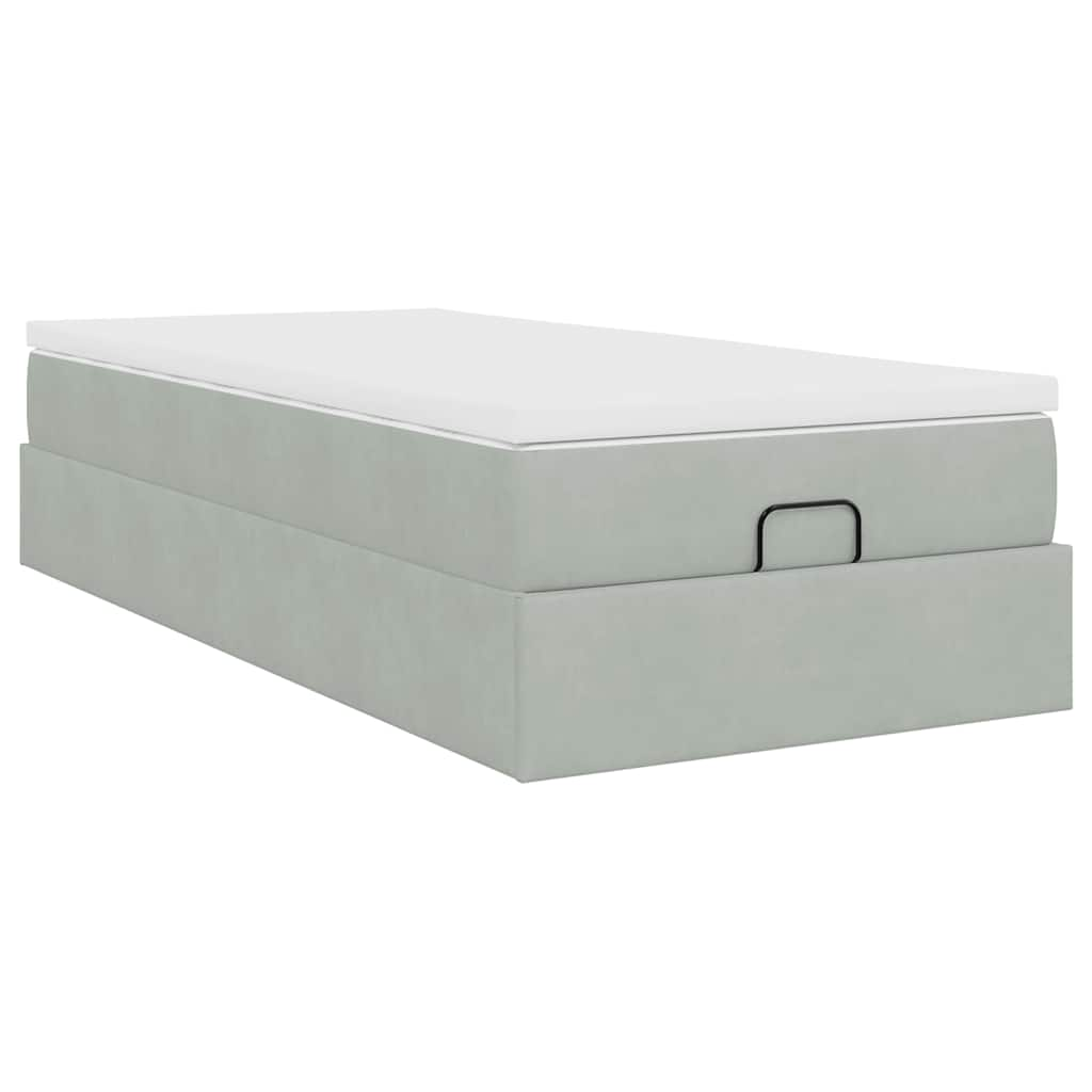 vidaXL Estructura cama otomana colchón terciopelo gris claro 90x190cm