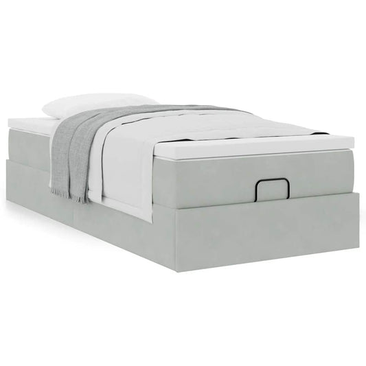 vidaXL Estructura cama otomana colchón terciopelo gris claro 90x190cm