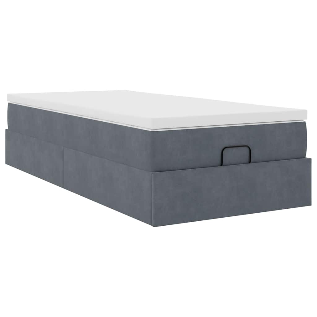 vidaXL Estructura cama otomana colchón terciopelo gris oscuro 90x190cm