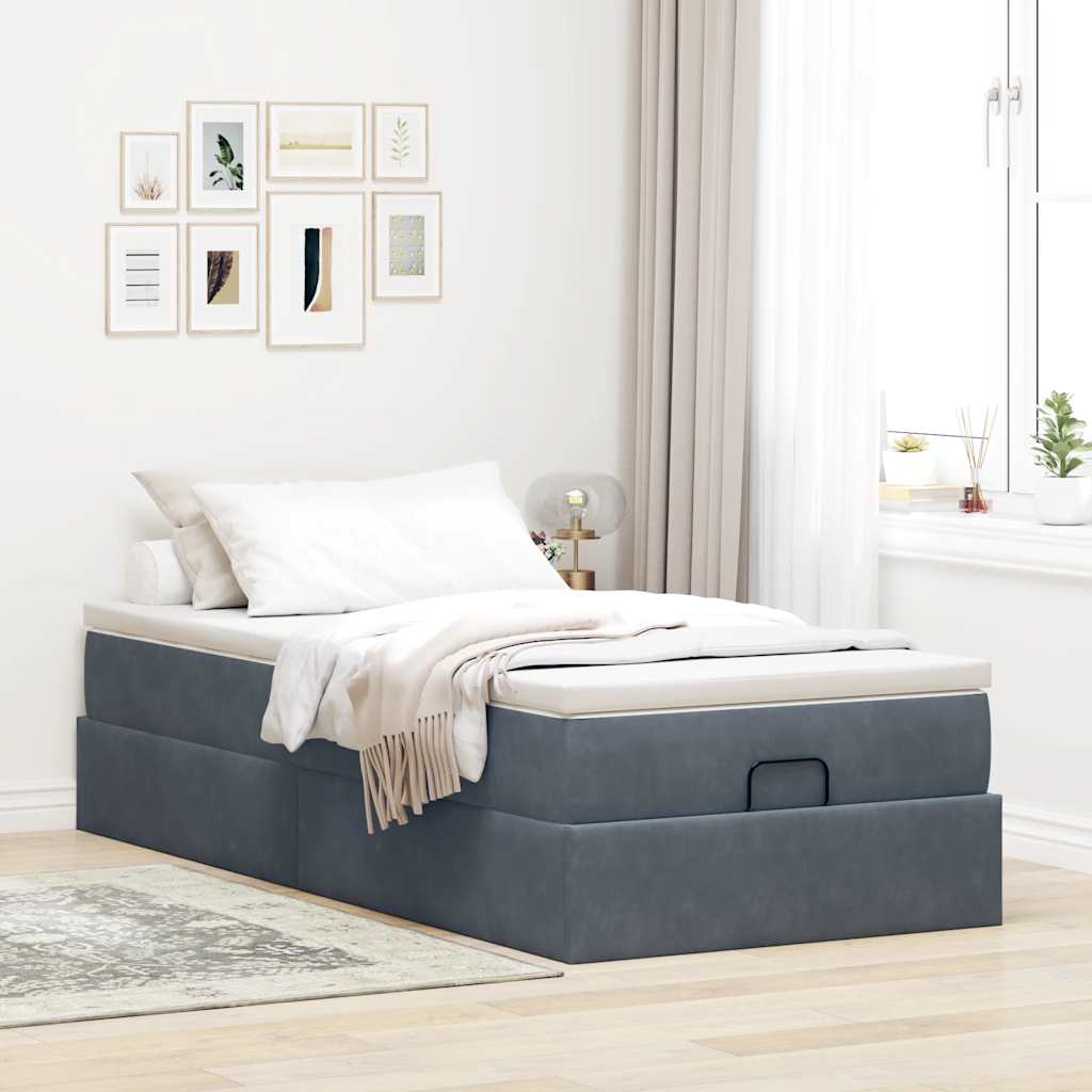 vidaXL Estructura cama otomana colchón terciopelo gris oscuro 90x190cm