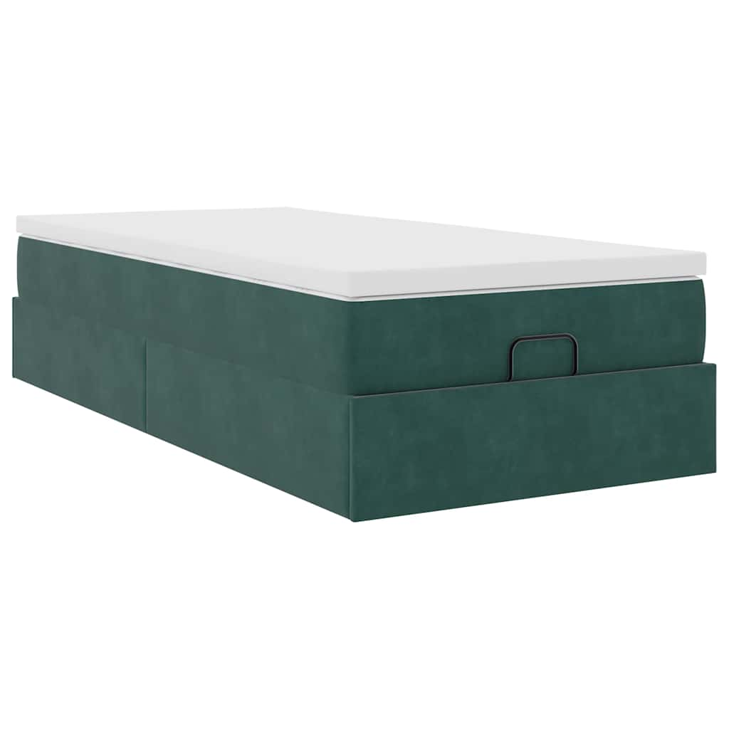 vidaXL Estructura de cama otomana colchón terciopelo verde oscuro