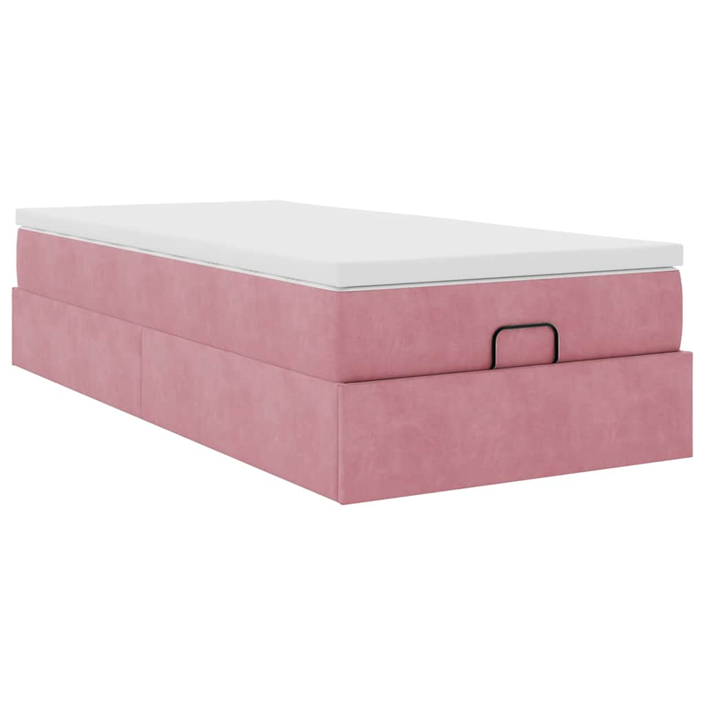 vidaXL Estructura cama otomana con colchón terciopelo rosa 90x190cm