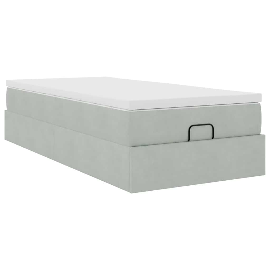 vidaXL Estructura cama otomana colchón terciopelo gris claro 90x200cm