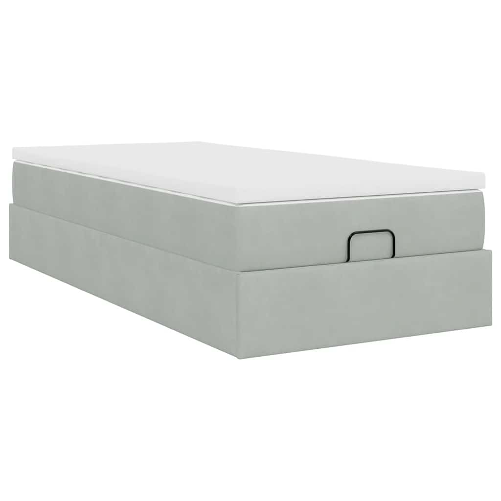 vidaXL Estructura cama otomana colchón terciopelo gris claro 90x200cm