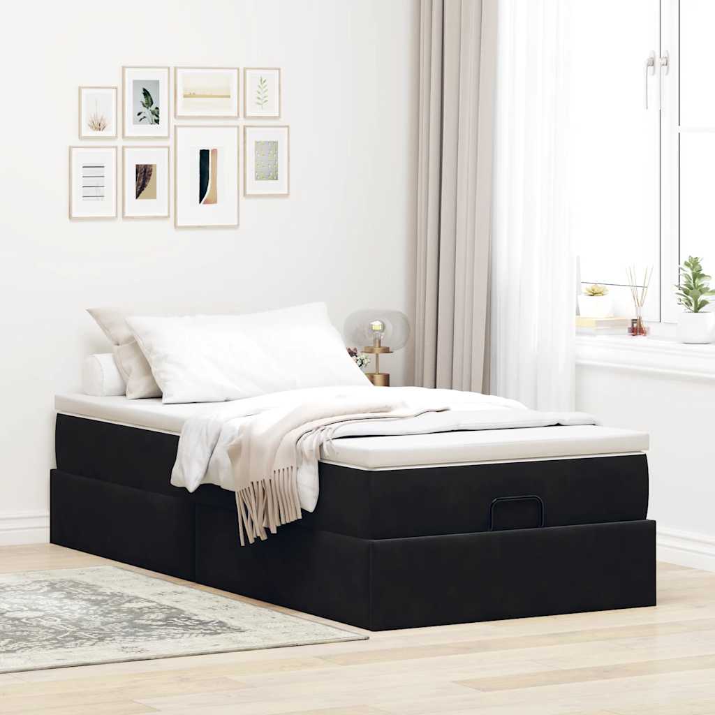 vidaXL Estructura cama otomana colchón terciopelo negro 90x200 cm