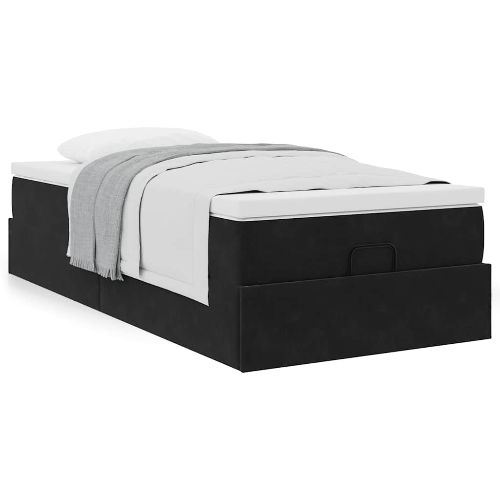 vidaXL Estructura de cama otomana colchón terciopelo negro 100x200cm