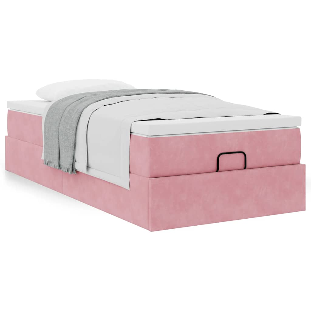 vidaXL Estructura de cama otomana colchón terciopelo rosa 100x200cm