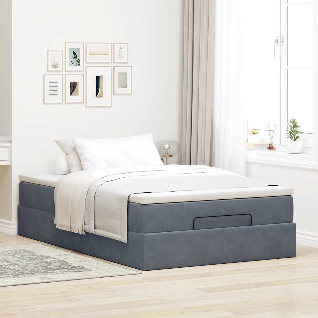 vidaXL Estructura de cama otomana colchón terciopelo gris oscuro