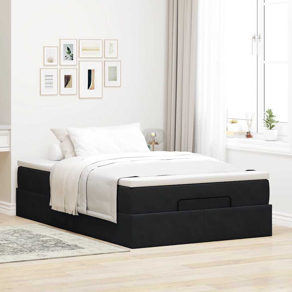 vidaXL Estructura de cama otomana colchón terciopelo negro