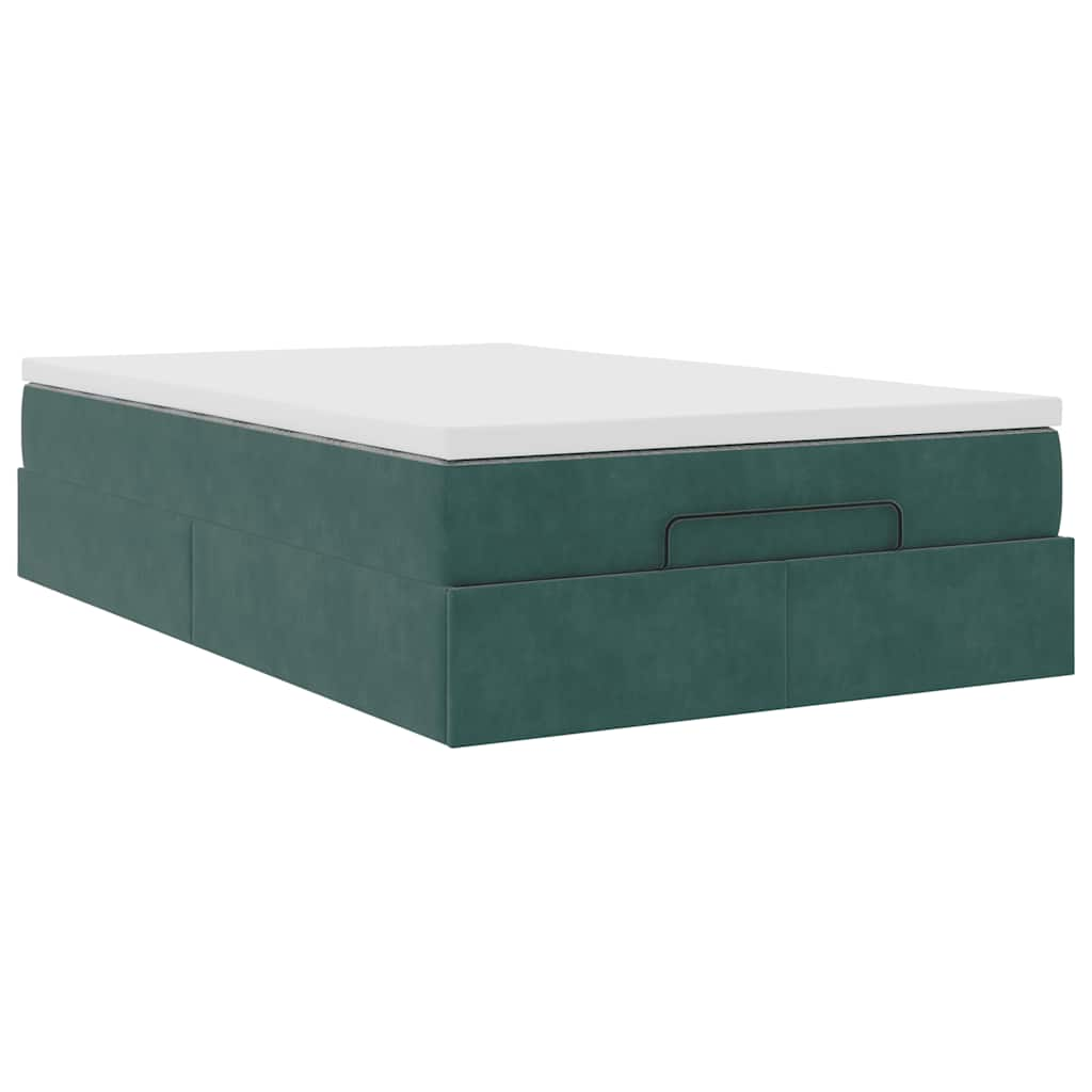 vidaXL Estructura de cama otomana colchón terciopelo verde oscuro