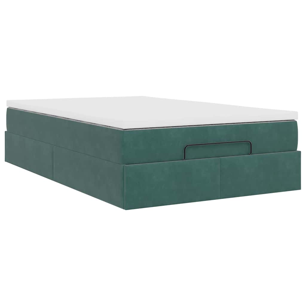 vidaXL Estructura de cama otomana colchón terciopelo verde oscuro