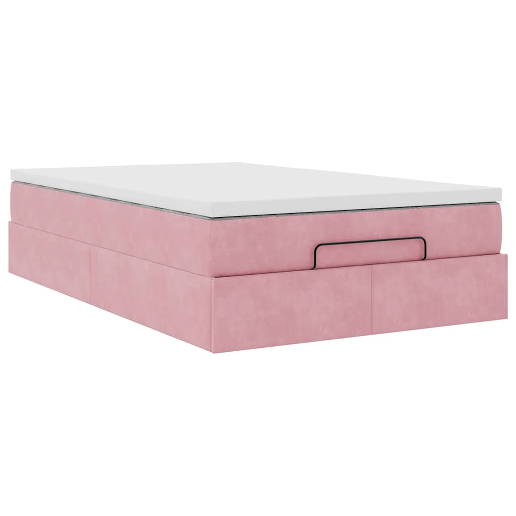 vidaXL Estructura cama otomana con colchón terciopelo rosa 120x190 cm