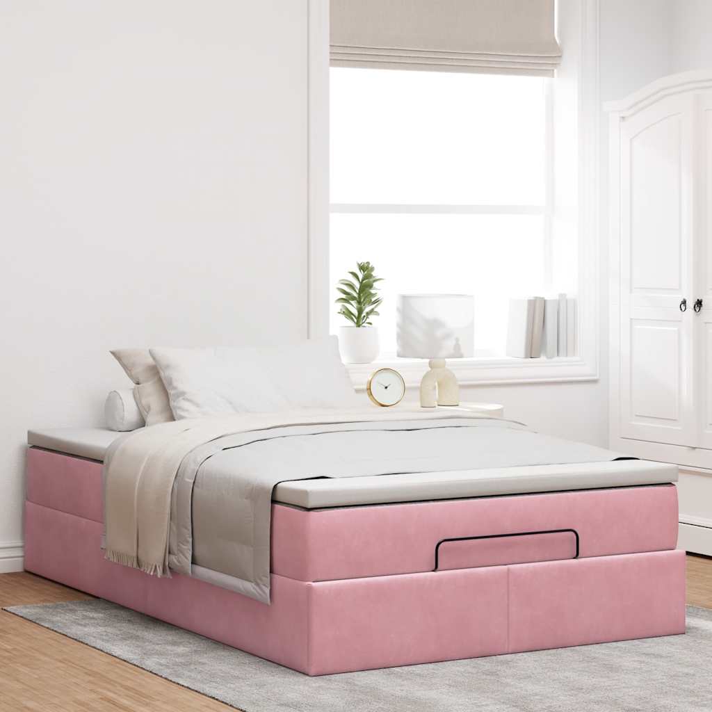 vidaXL Estructura cama otomana con colchón terciopelo rosa 120x190 cm