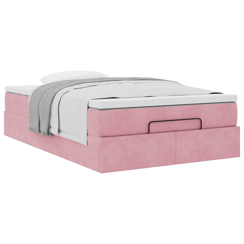 vidaXL Estructura cama otomana con colchón terciopelo rosa 120x190 cm