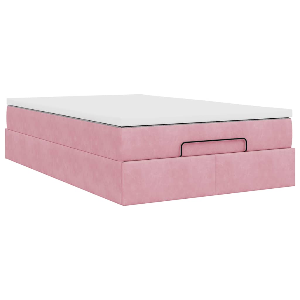 vidaXL Estructura cama otomana con colchón terciopelo rosa 120x190 cm