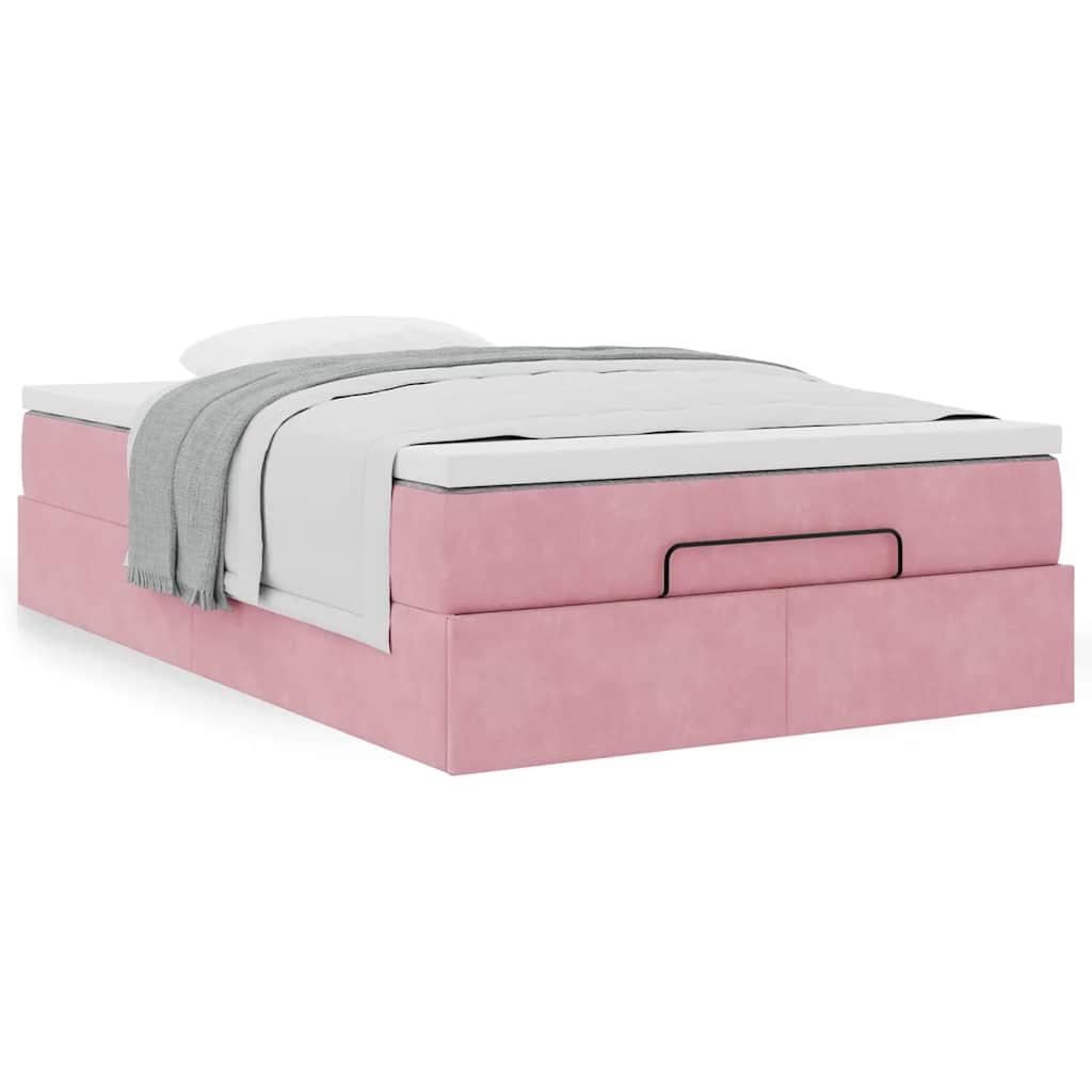 vidaXL Estructura cama otomana con colchón terciopelo rosa 120x190 cm