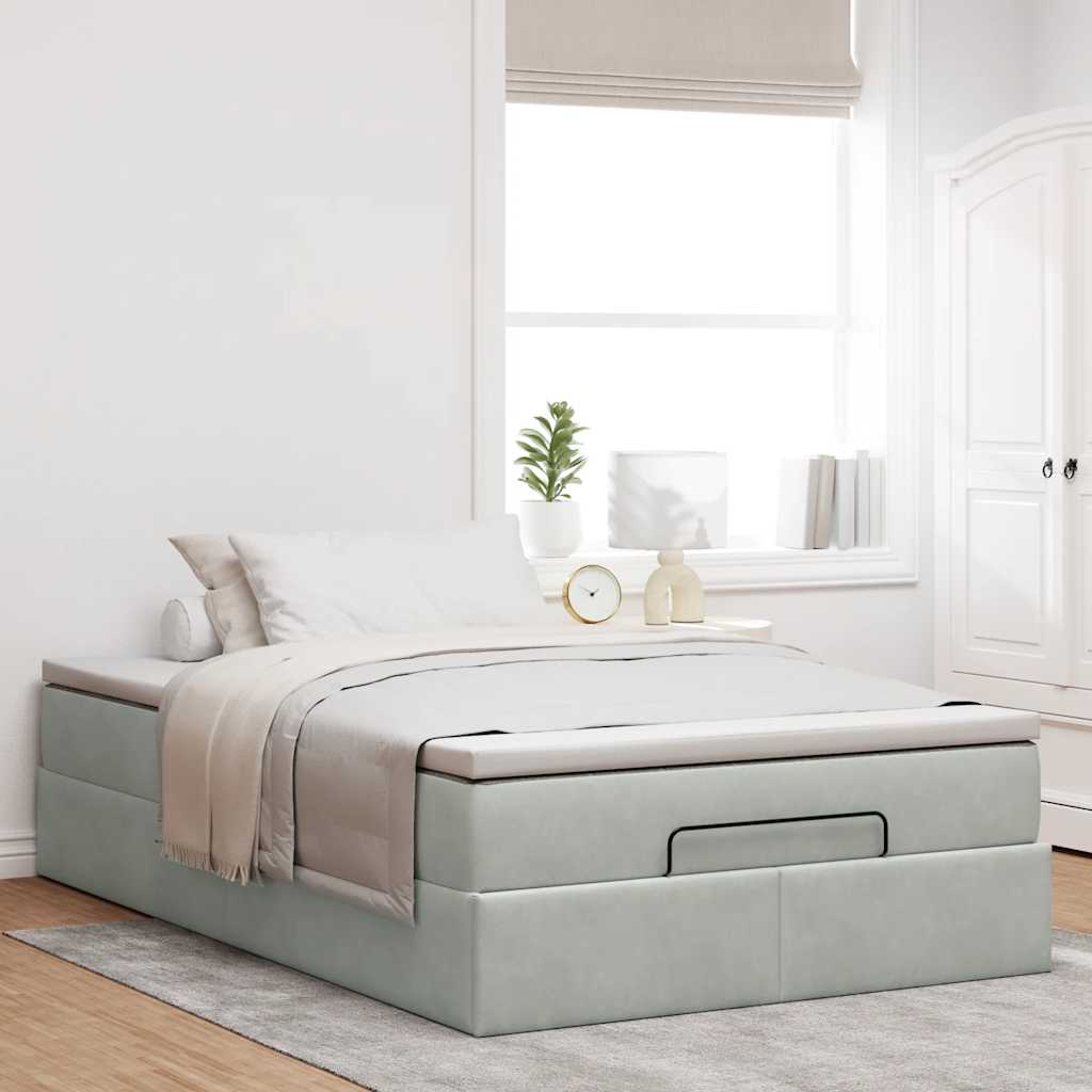 vidaXL Estructura cama otomana colchón terciopelo gris claro 120x200cm