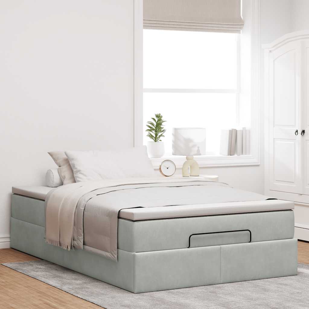 vidaXL Estructura cama otomana colchón terciopelo gris claro 120x200cm