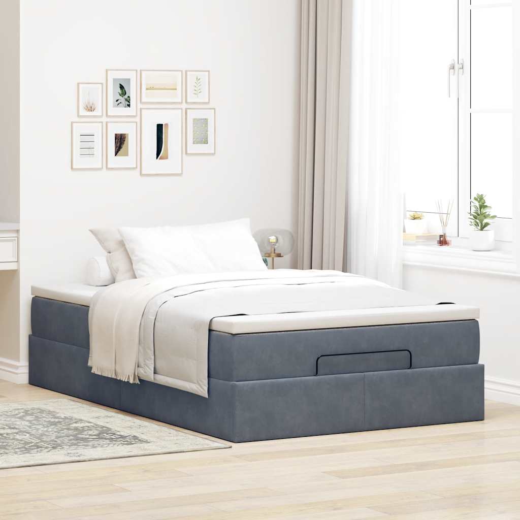 vidaXL Estructura cama otomana colchón terciopelo gris oscuro