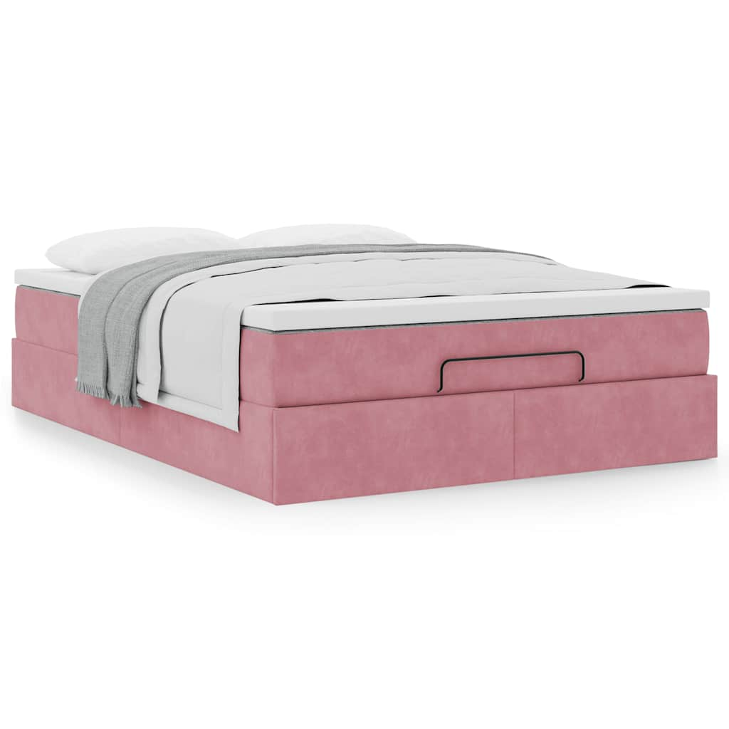 vidaXL Estructura cama otomana colchón terciopelo rosa 140x200cm