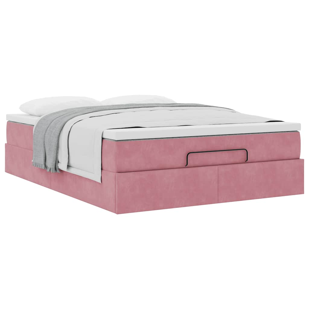 vidaXL Estructura cama otomana colchón terciopelo rosa 140x200cm