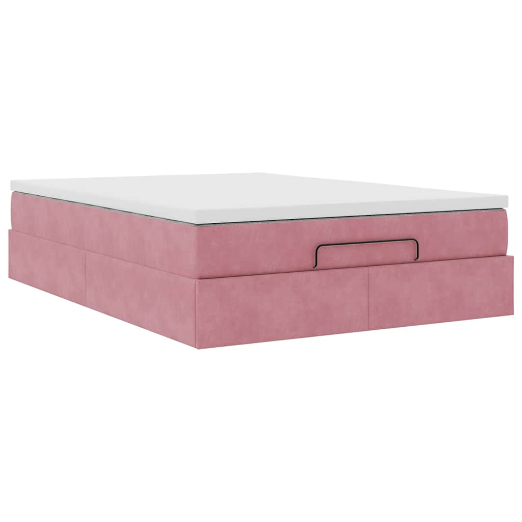 vidaXL Estructura cama otomana colchón terciopelo rosa 140x200cm