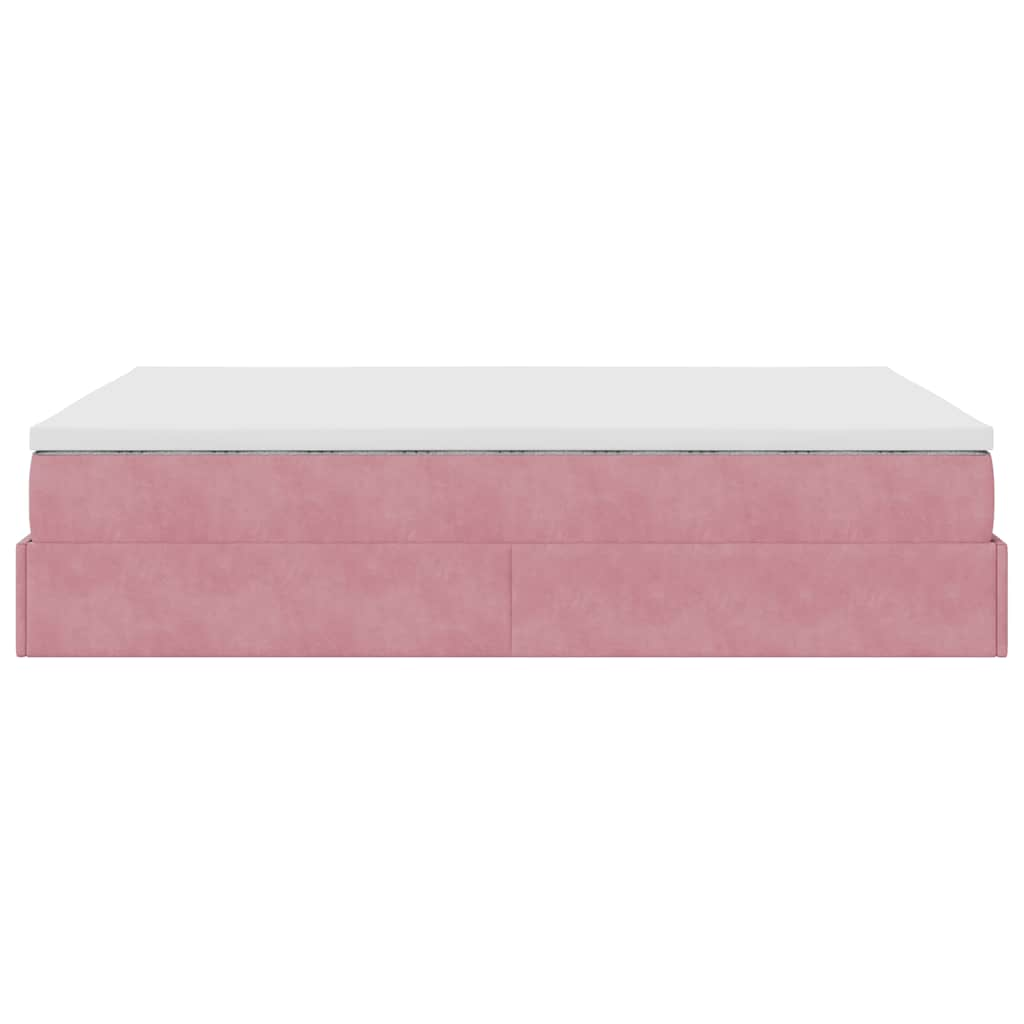 vidaXL Estructura cama otomana colchón terciopelo rosa 140x200cm