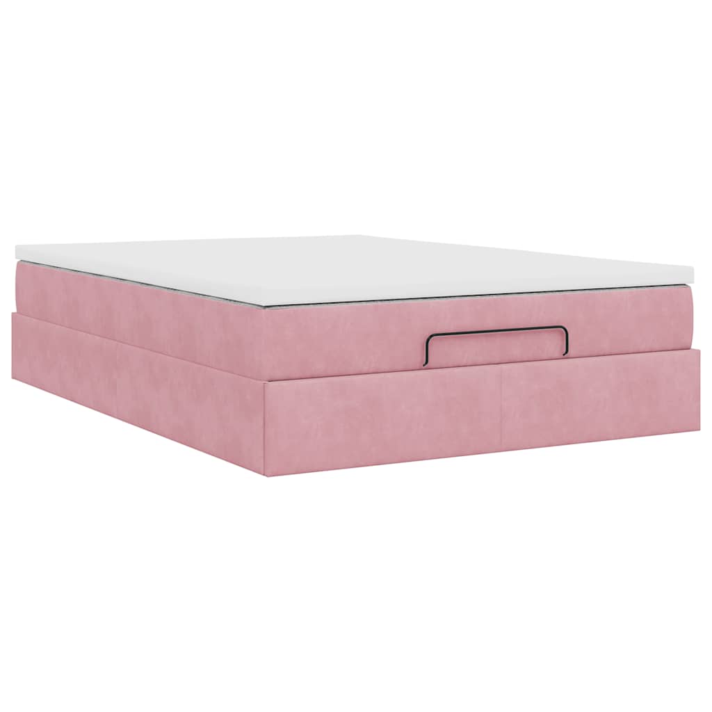 vidaXL Estructura cama otomana colchón terciopelo rosa 140x200cm