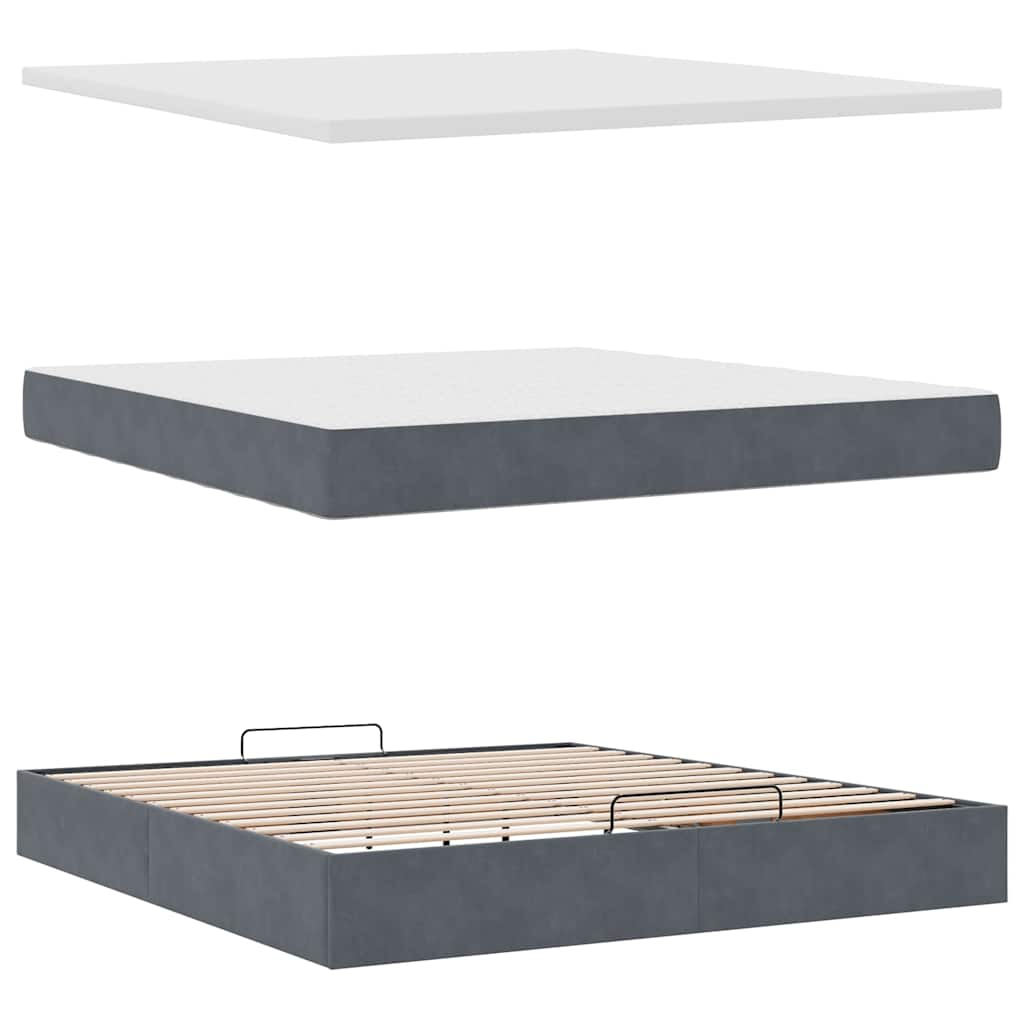 vidaXL Estructura de cama otomana con colchón gris oscuro 180x200cm