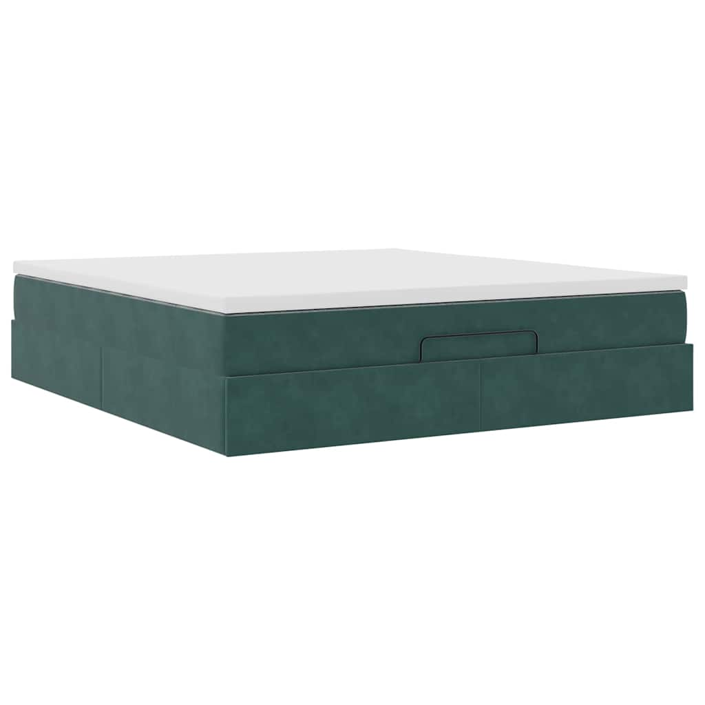 vidaXL Estructura de cama otomana con colchón verde oscuro 180x200 cm