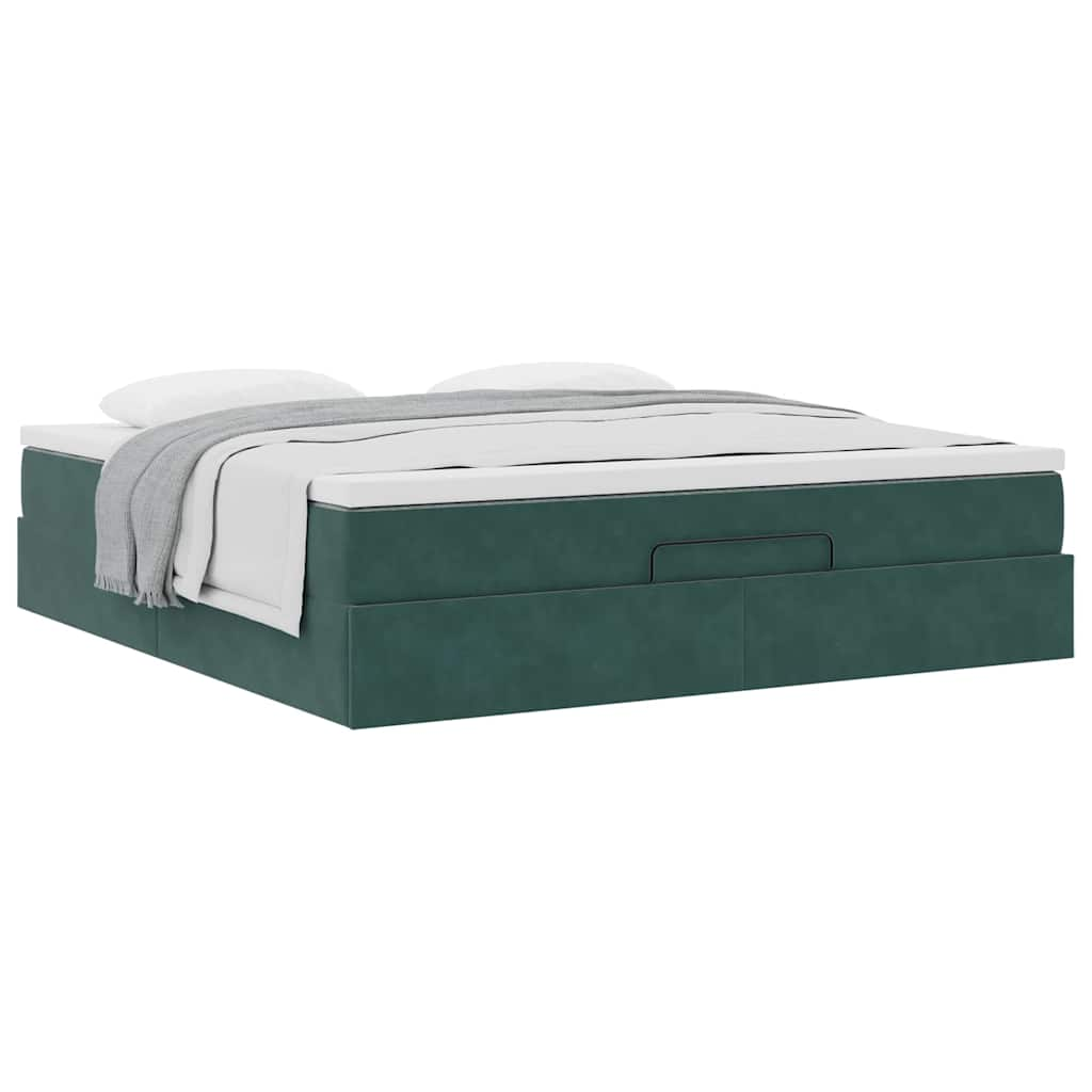 vidaXL Estructura de cama otomana con colchón verde oscuro 180x200 cm