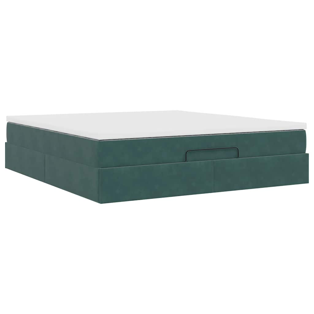 vidaXL Estructura de cama otomana con colchón verde oscuro 180x200 cm