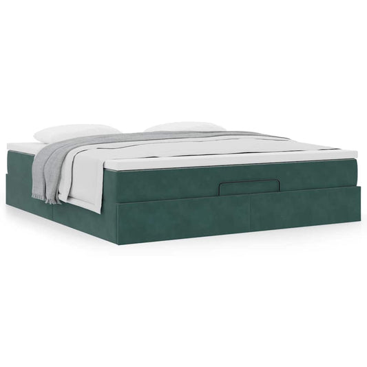 vidaXL Estructura de cama otomana con colchón verde oscuro 180x200 cm