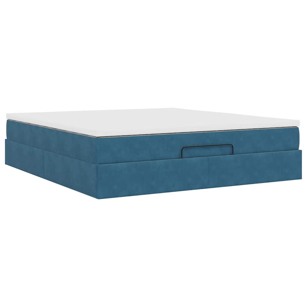 vidaXL Estructura de cama otomana colchón azul oscuro 180x200 cm