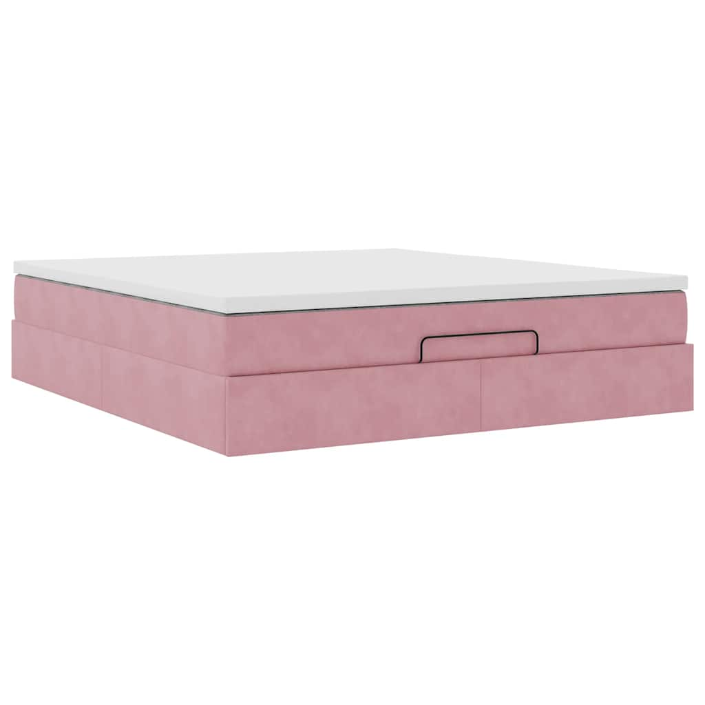 vidaXL Estructura cama otomana con colchón terciopelo rosa 180x200 cm