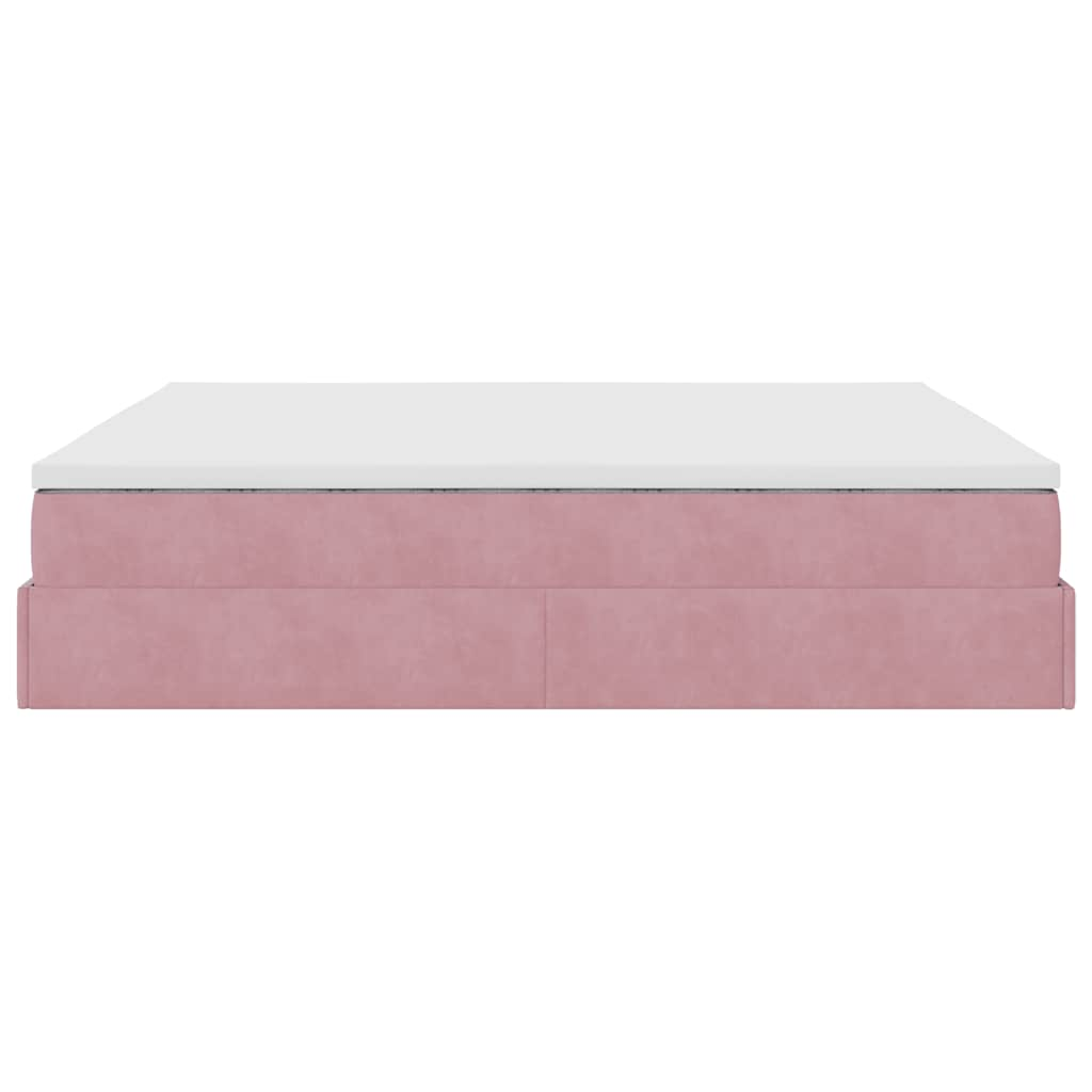 vidaXL Estructura cama otomana con colchón terciopelo rosa 180x200 cm