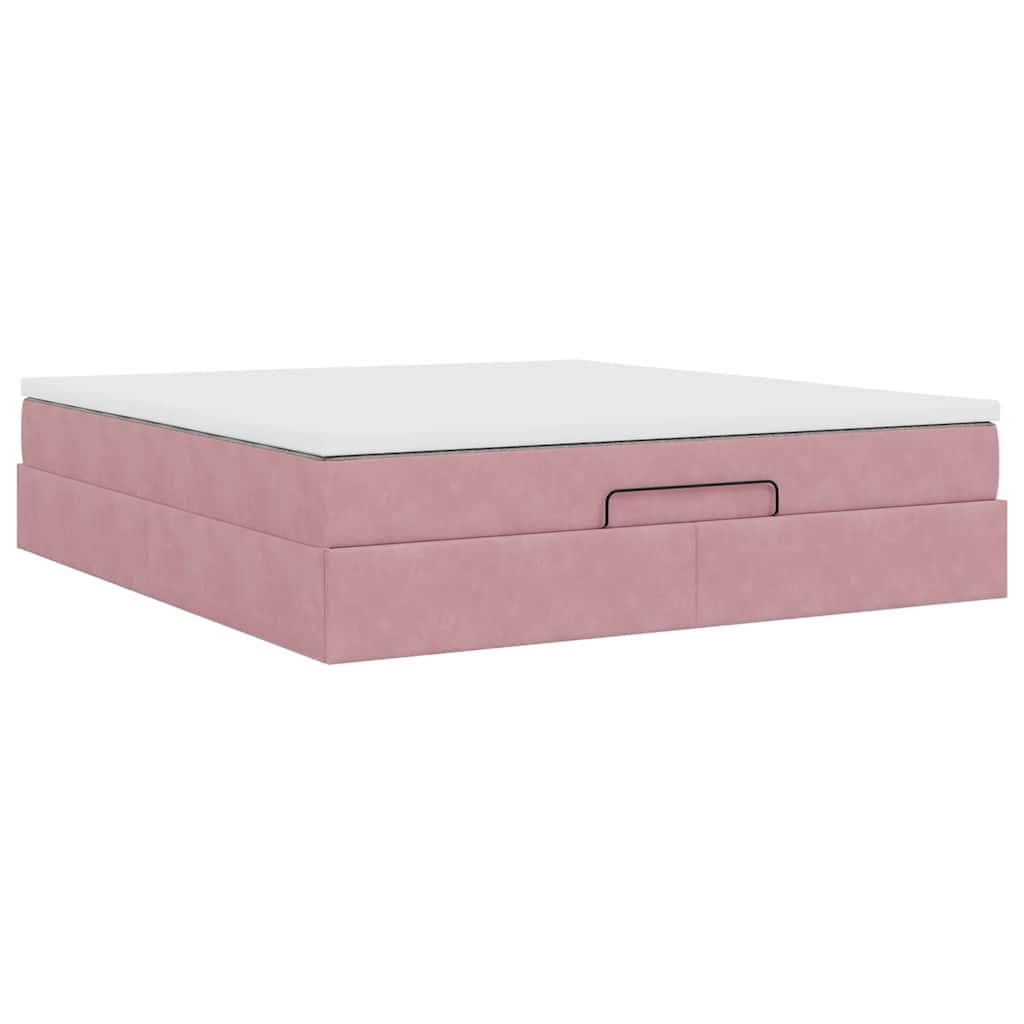 vidaXL Estructura cama otomana con colchón terciopelo rosa 180x200 cm