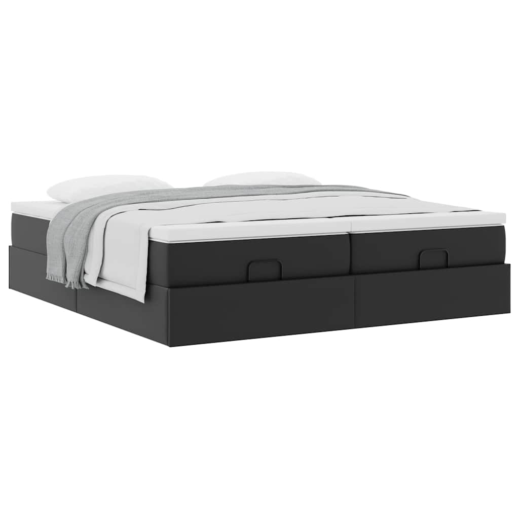 vidaXL Estructura de cama otomana con colchones cuero sintético negro