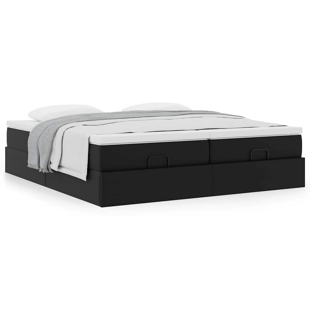 vidaXL Estructura de cama otomana con colchones cuero sintético negro