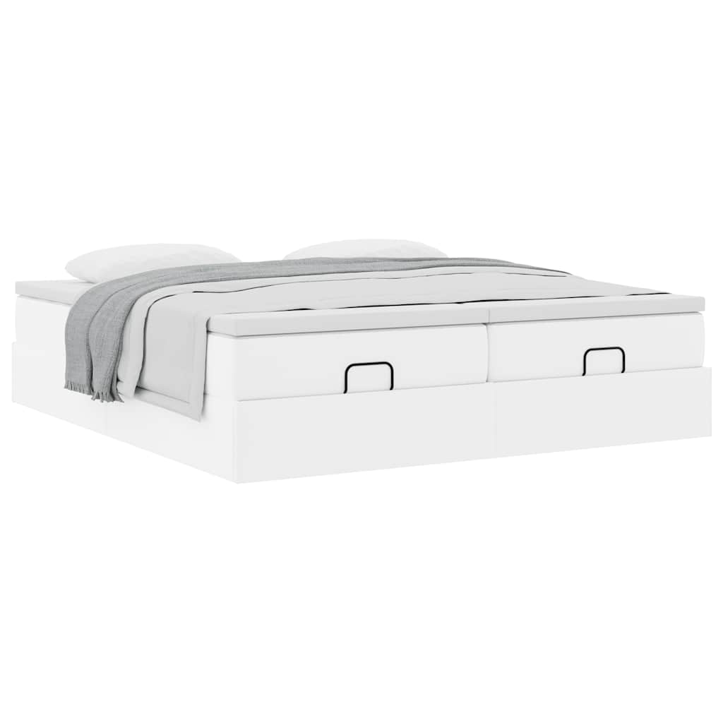 vidaXL Estructura cama otomana colchones cuero sintético blanco