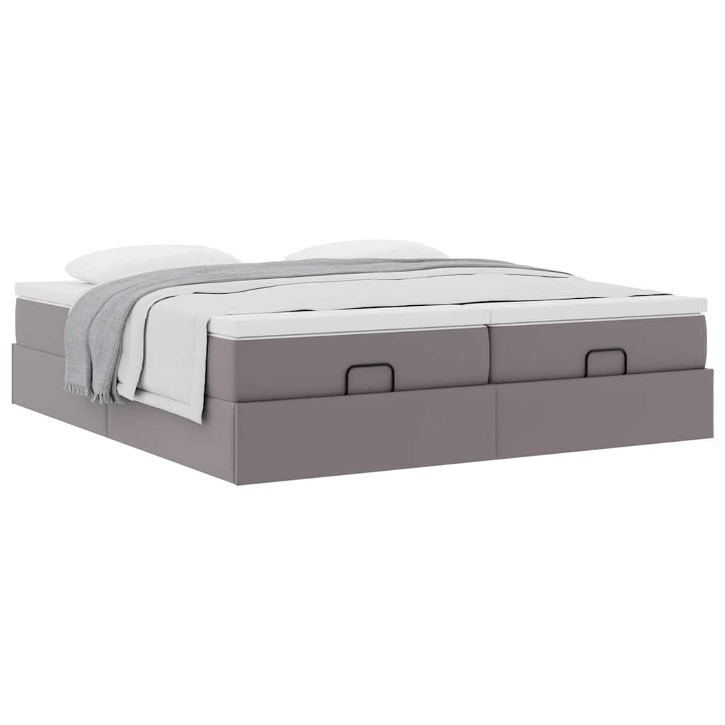 vidaXL Estructura de cama otomana con colchones cuero sintético gris