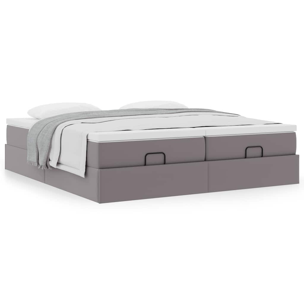 vidaXL Estructura de cama otomana con colchones cuero sintético gris