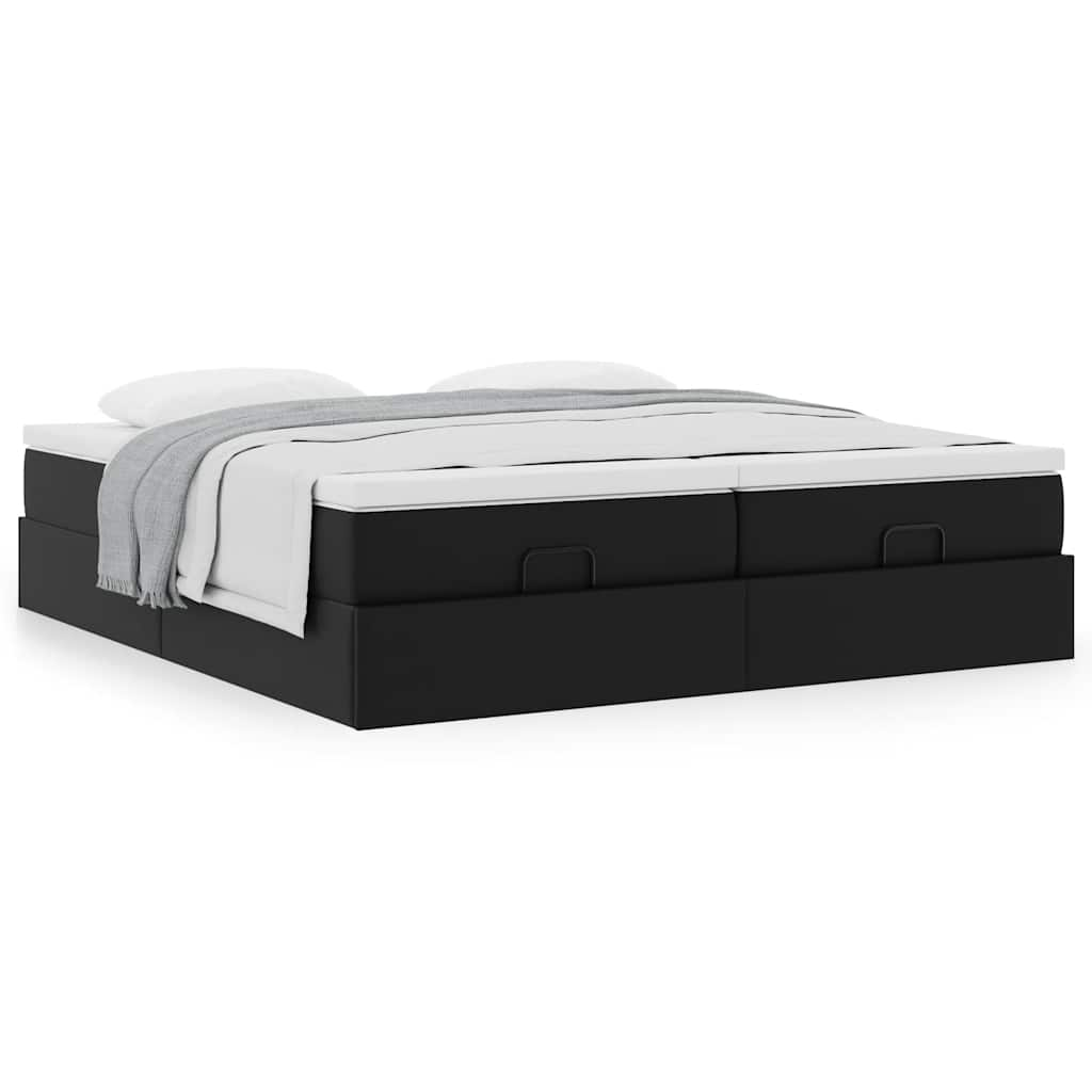 vidaXL Estructura de cama otomana con colchones cuero sintético negro