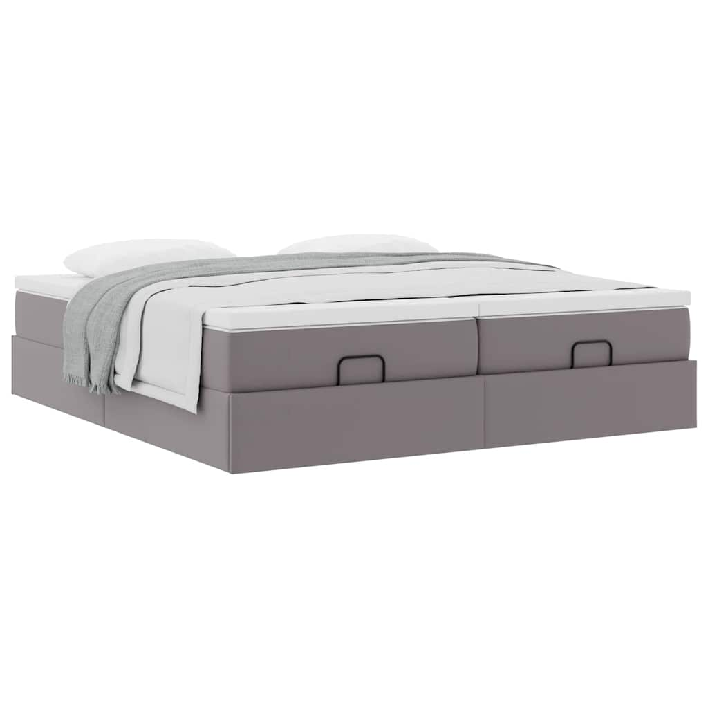 vidaXL Estructura cama otomana colchones cuero sintético gris